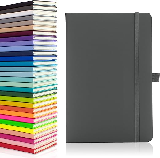 Nesona Notes London Eco A5 Hardcover Notebook – Lined, Dark Grey