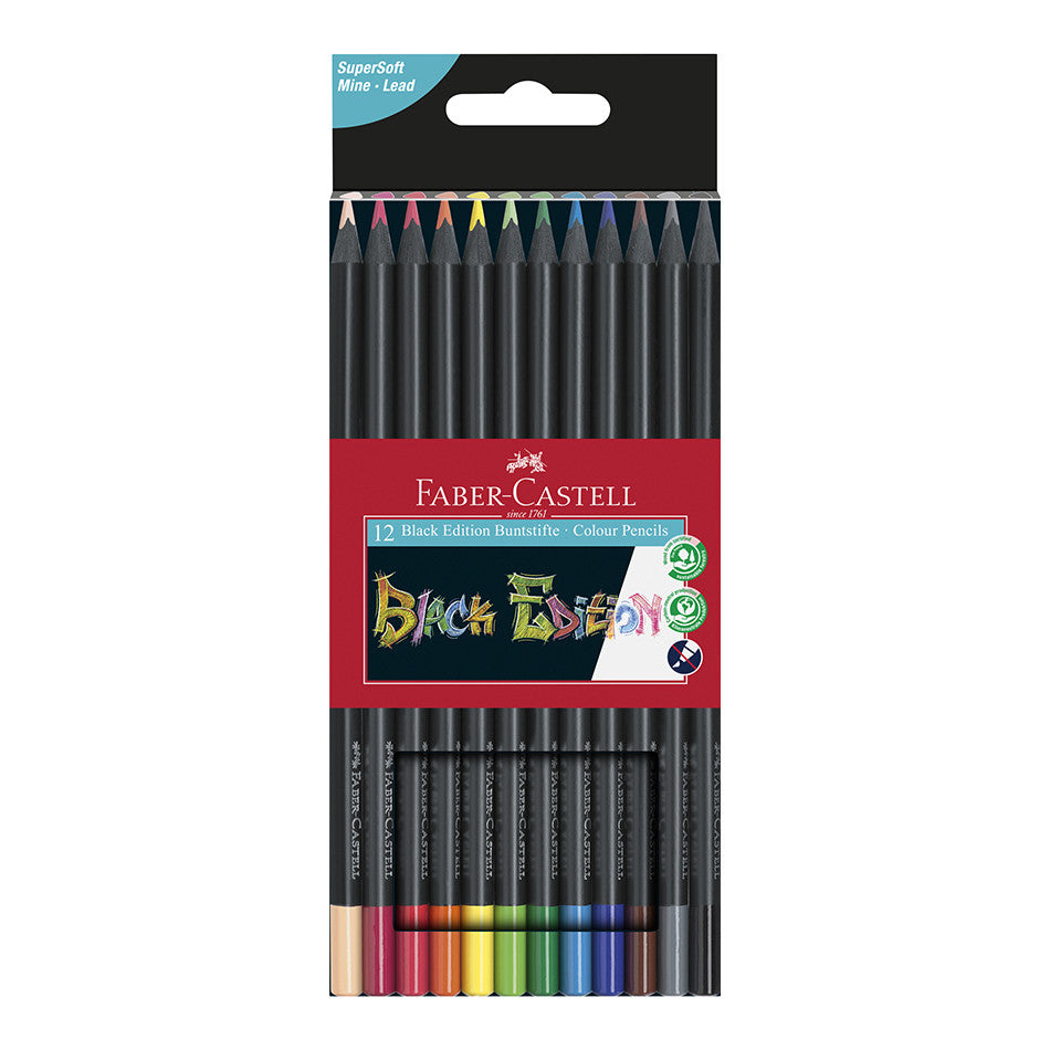 Faber-Castell Black Edition 12-pack colouring pencils (2 colour choices)